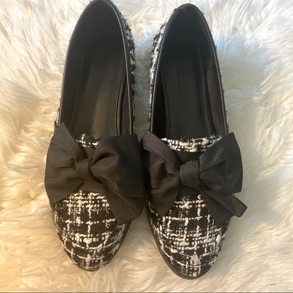ASOS Shoes - ASOS Black & White Tweed Bowed Flats Size 7